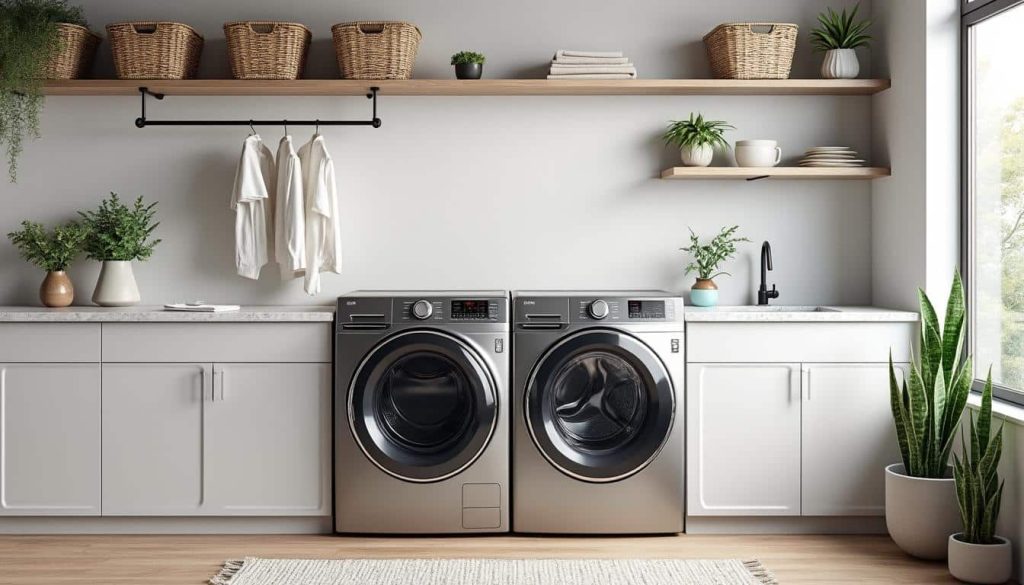 découvrez nos astuces pour aménager une buanderie à la fois fonctionnelle et esthétique, alliant rangement optimisé et design agréable.