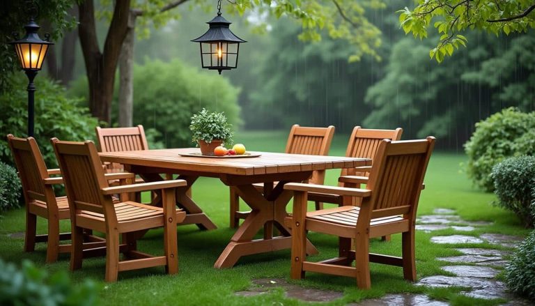 découvrez comment le mobilier de jardin en teck allie élégance et durabilité pour résister efficacement aux intempéries extérieures.