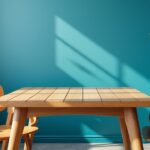 découvrez comment le bleu canard apporte un contraste saisissant et élégant lorsqu'il est associé à un mobilier en bois, créant une ambiance chic et chaleureuse.