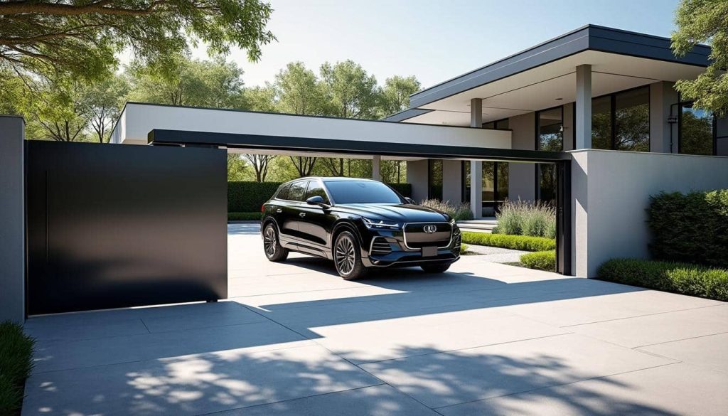 découvrez comment un portail coulissant automatique simplifie et sécurise l'entrée de votre voiture, alliant confort et modernité à votre domicile.