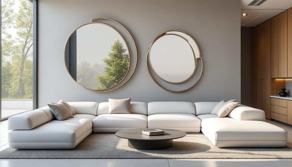 découvrez comment les miroirs arrondis apportent douceur et équilibre en cassant la rigidité des meubles carrés, pour un intérieur harmonieux et moderne.