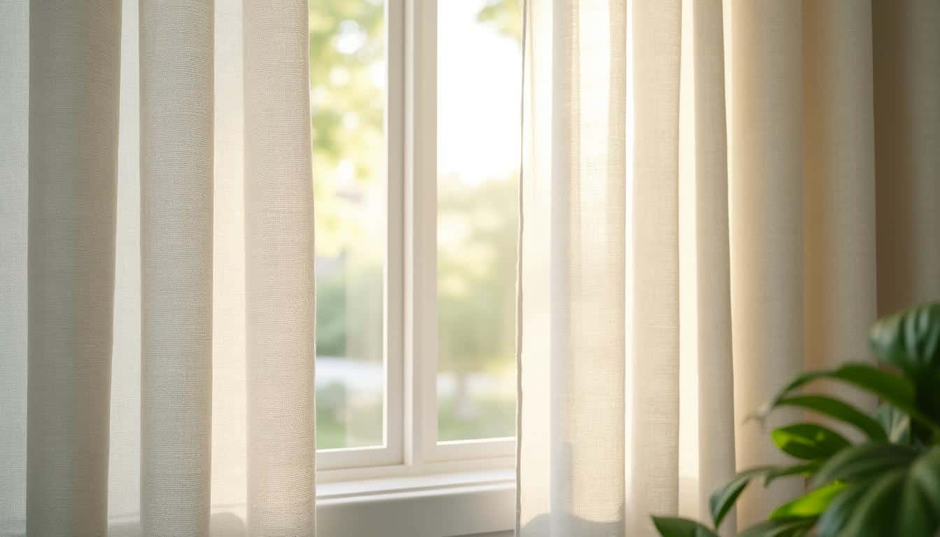 découvrez comment les rideaux en lin filtrent délicatement la lumière du soleil estival, créant une ambiance chaleureuse et apaisante dans votre intérieur.