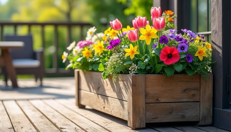 découvrez comment le bac de jardinage accueille les fleurs de saison sur votre terrasse pour embellir votre espace extérieur toute l'année.