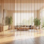 découvrez comment un claustra en bois sépare l'entrée tout en laissant passer la lumière, alliant esthétique et fonctionnalité pour un intérieur lumineux et accueillant.