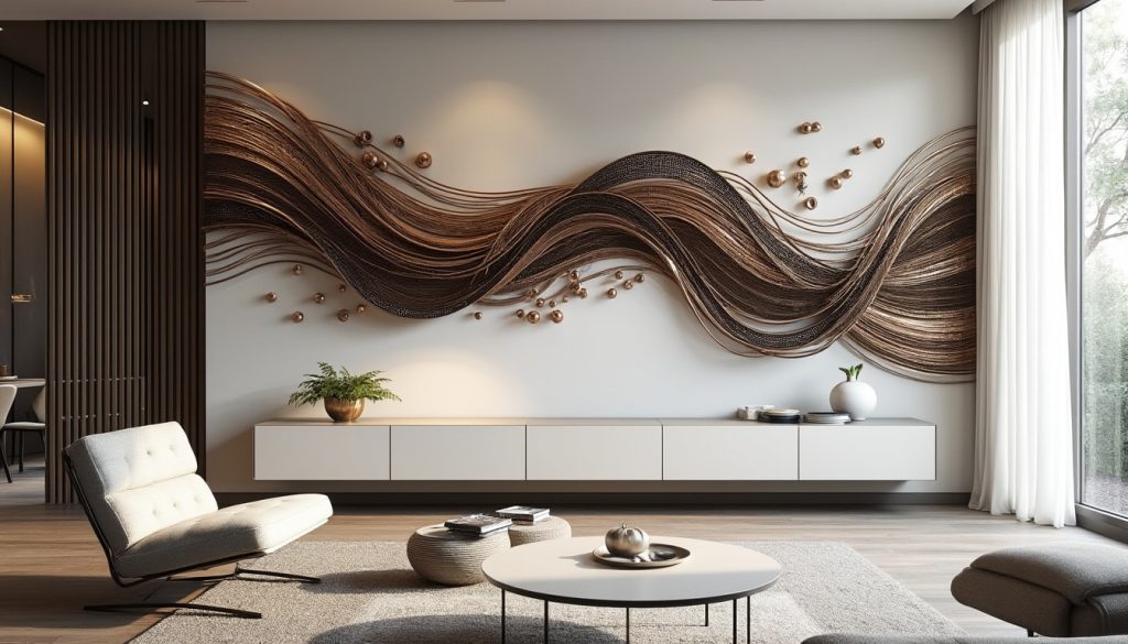 découvrez comment la décoration murale en métal transforme vos grands murs en véritables œuvres d'art en apportant profondeur et relief à votre intérieur.