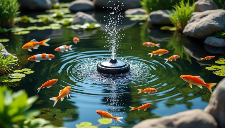 découvrez comment une pompe de bassin améliore l'oxygénation de l'eau, assurant un environnement sain et propice à la vie des poissons dans votre bassin.