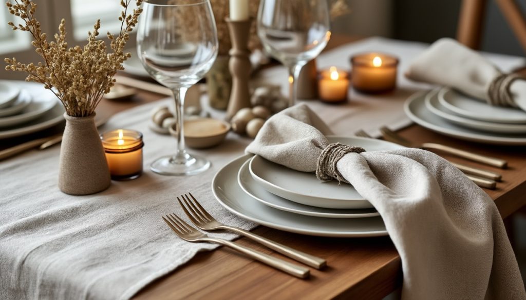 découvrez comment le lin brut peut ajouter une ambiance rustique et chaleureuse à vos tables de fête, pour des décorations authentiques et élégantes.