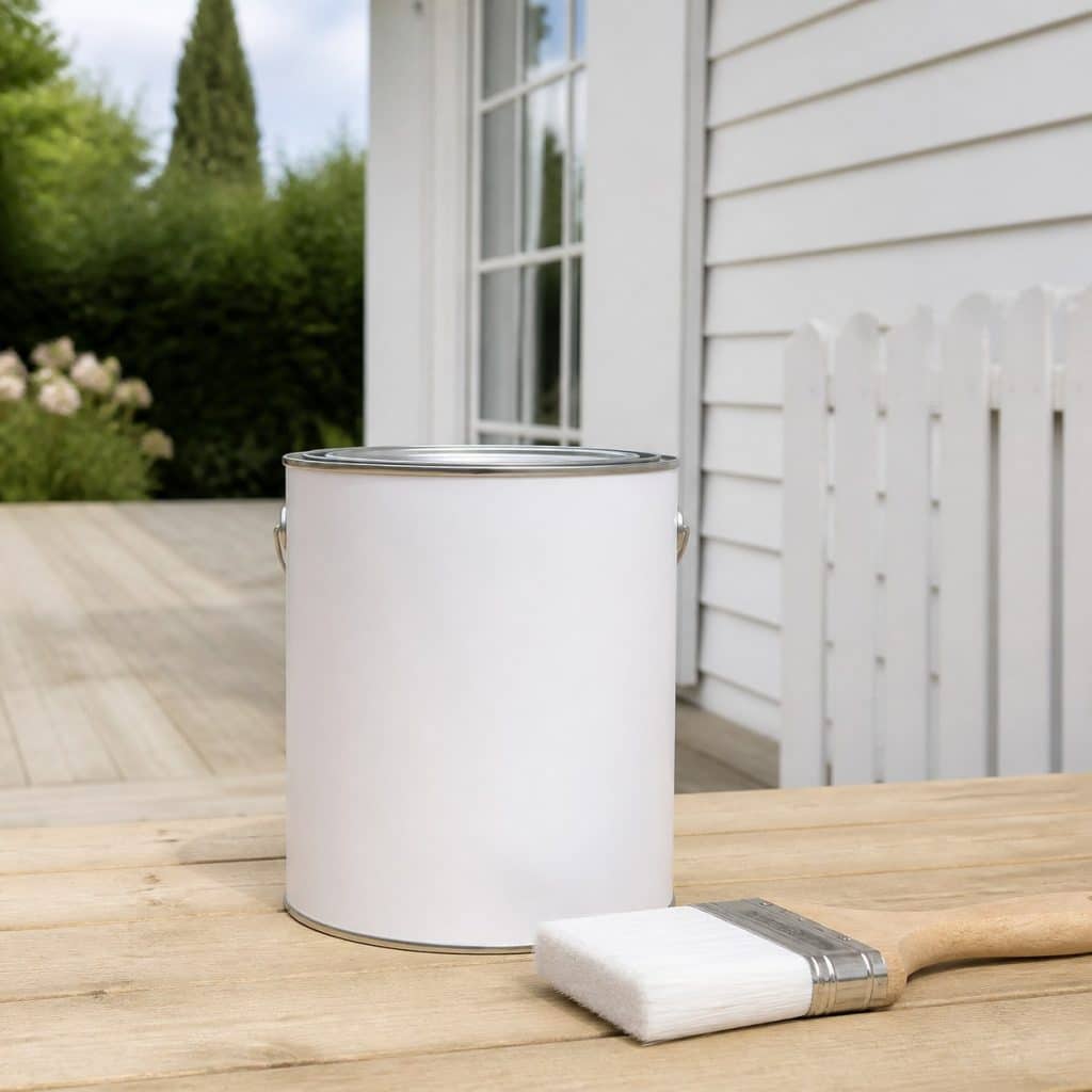 Pot de lasure bois blanche opaque satinée avec pinceau
