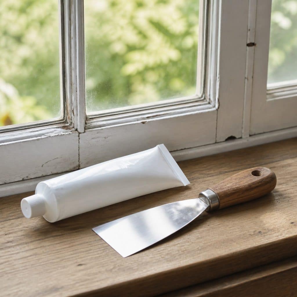 Mastic vitrier blanc universel petits travaux avec spatule