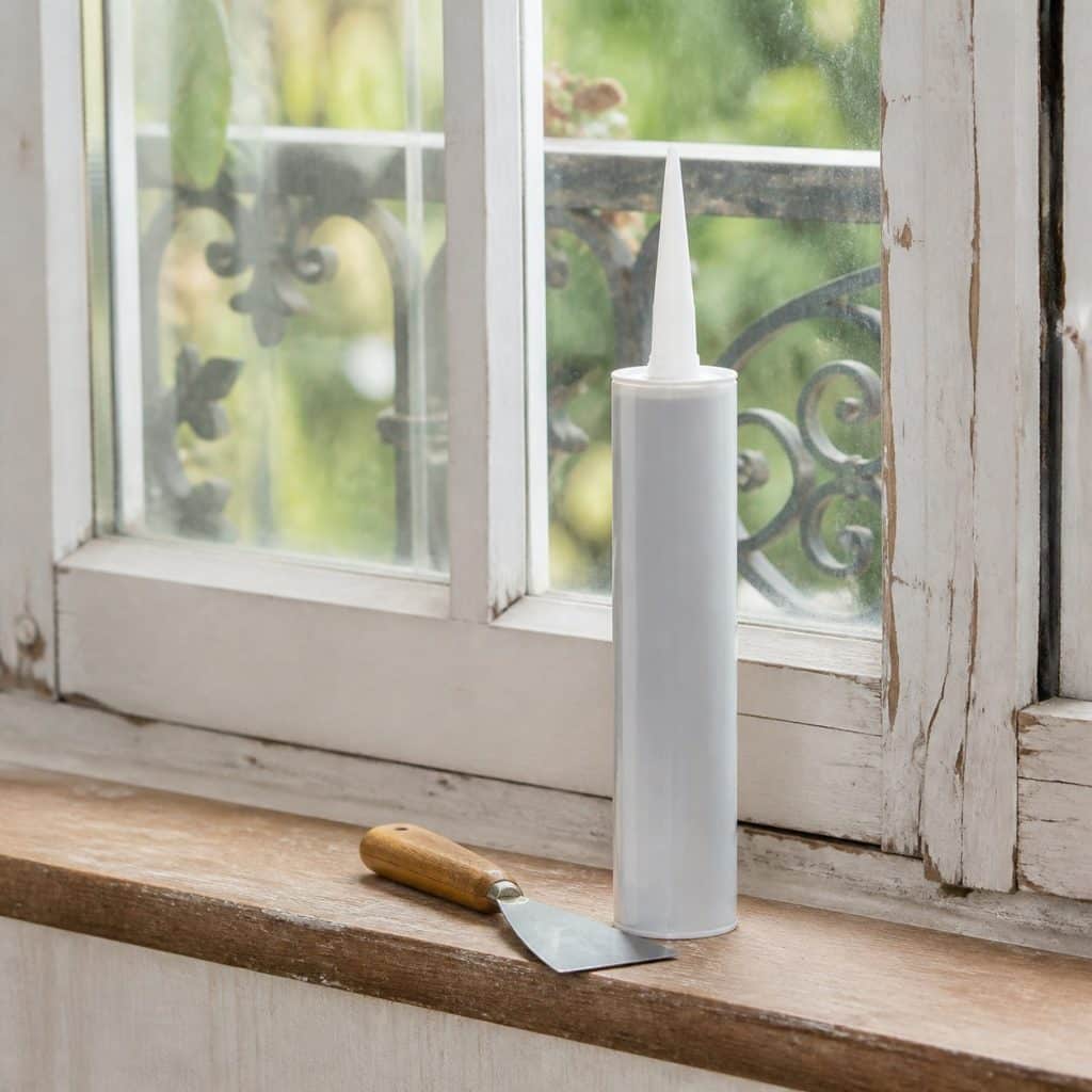 Mastic vitrier en cartouche application pistolet avec spatule