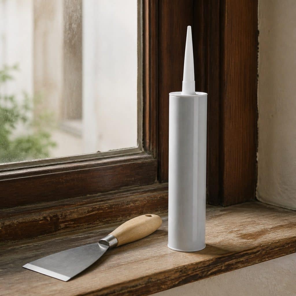 Mastic vitrier extérieur haute résistance UV avec spatule