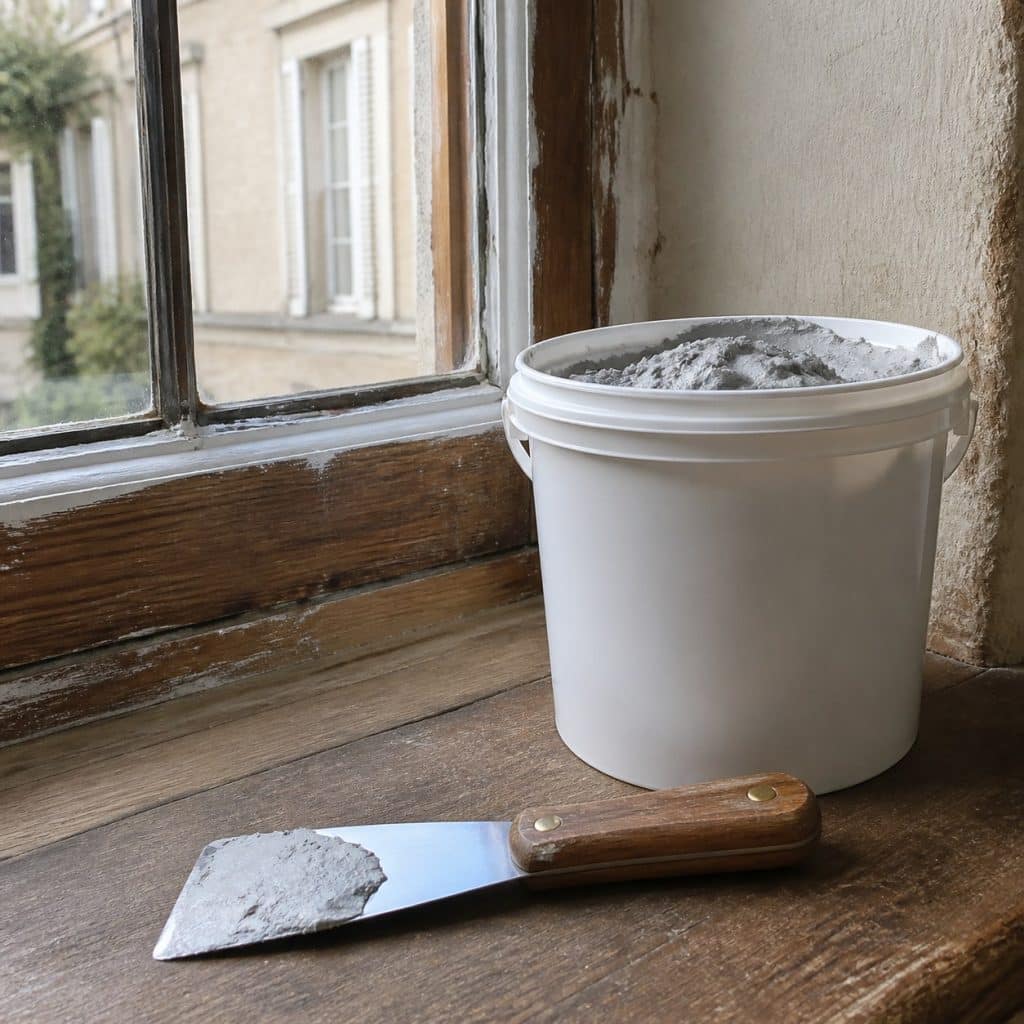 Mastic vitrier prêt à l'emploi format professionnel avec spatule