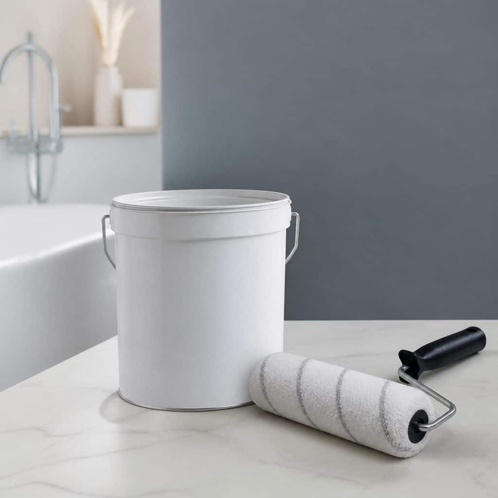 Pot de peinture hydrofuge salle de bain avec rouleau