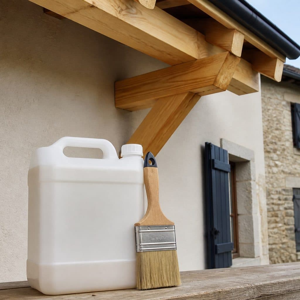 Bidon de traitement bois combiné format chantier avec pinceau