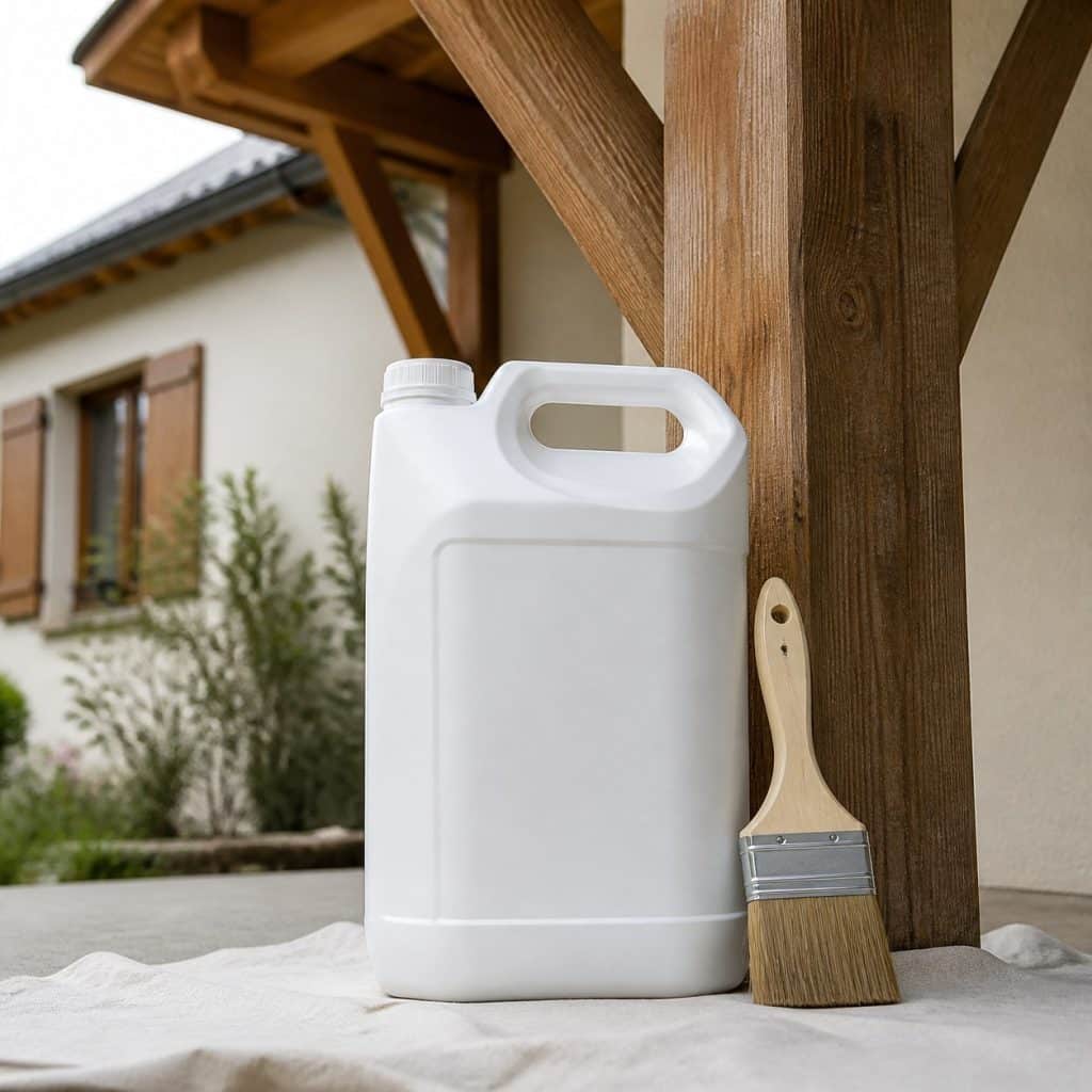 Bidon de traitement bois fongicide et insecticide multi-usage avec pinceau