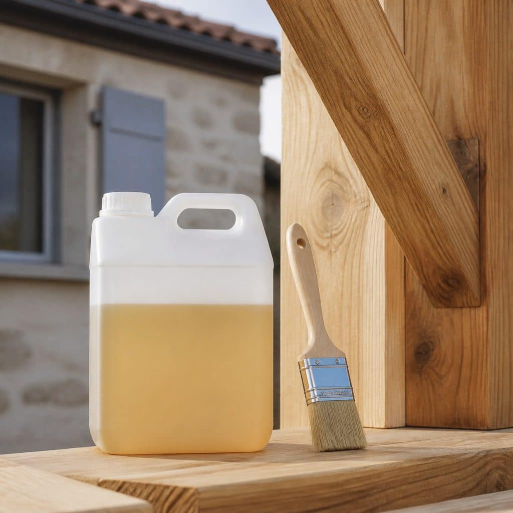 Bidon de traitement bois insecticide avec pinceau