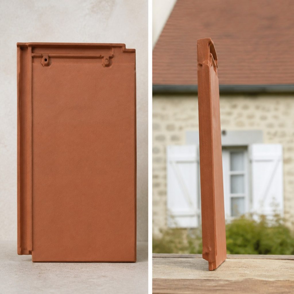 Tuile plate grand format rendement m² présentée seule