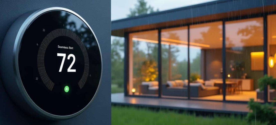 découvrez comment une maison intelligente ajuste automatiquement le chauffage en fonction des conditions météorologiques extérieures pour un confort optimal et des économies d'énergie.