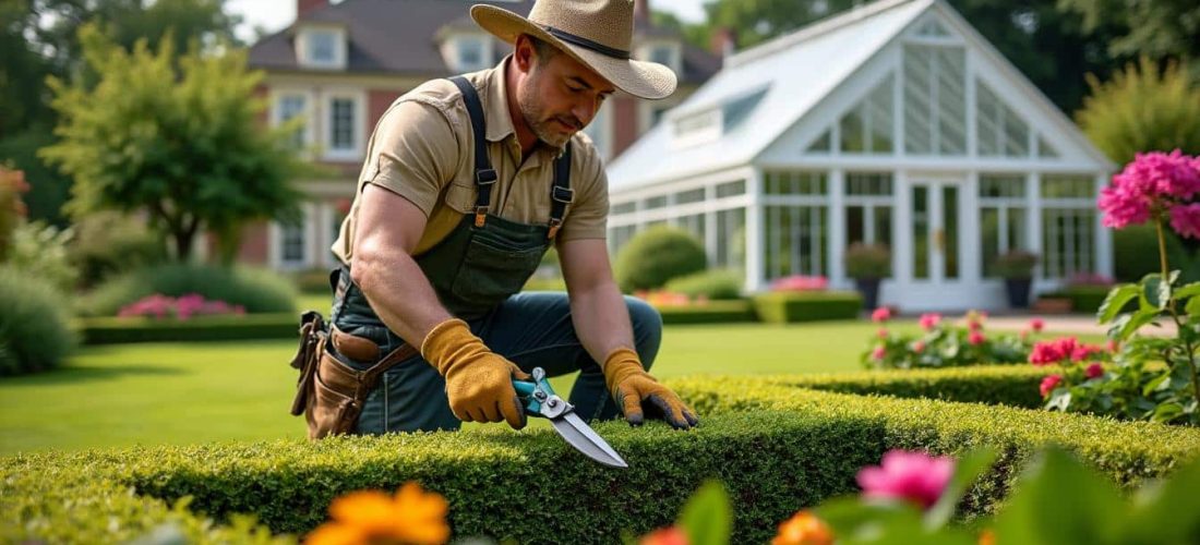 le jardinier professionnel garantit l'entretien annuel optimal des grands domaines, assurant beauté et santé des espaces verts toute l'année.