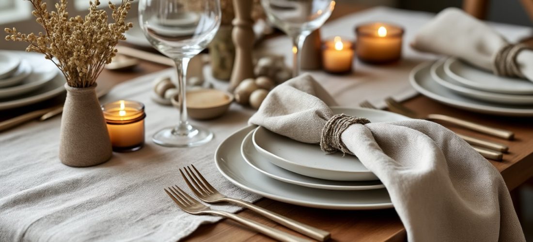 découvrez comment le lin brut peut ajouter une ambiance rustique et chaleureuse à vos tables de fête, pour des décorations authentiques et élégantes.