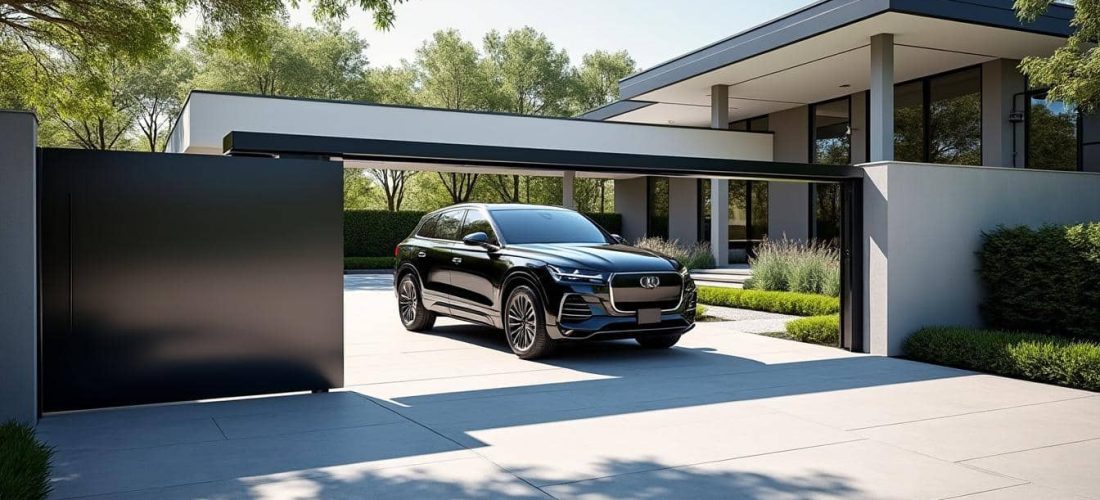 découvrez comment un portail coulissant automatique simplifie et sécurise l'entrée de votre voiture, alliant confort et modernité à votre domicile.