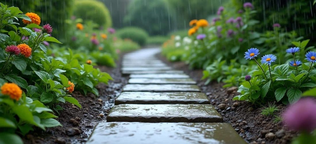 découvrez comment les dalles de jardin améliorent la circulation extérieure, même par temps de pluie, en offrant un chemin stable et esthétique.