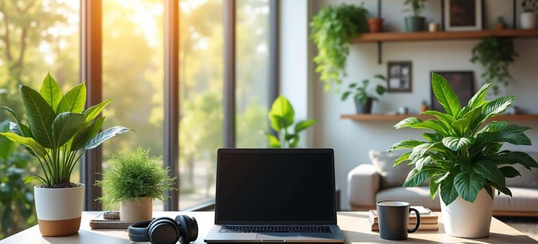 découvrez comment les plantes vertes améliorent la qualité de l'air dans les bureaux en télétravail, favorisant un environnement sain et productif.