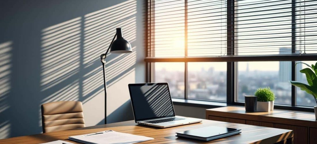 découvrez comment les stores vénitiens permettent de doser précisément l'ombre dans votre bureau pour un confort optimal et une meilleure concentration.