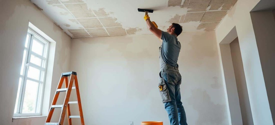 découvrez comment les travaux de plâtrerie permettent de lisser efficacement les plafonds endommagés après un dégât des eaux, pour retrouver une surface impeccable et durable.